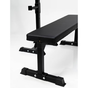 Pack Garage Gym · Rack + Banca Plana + Barra